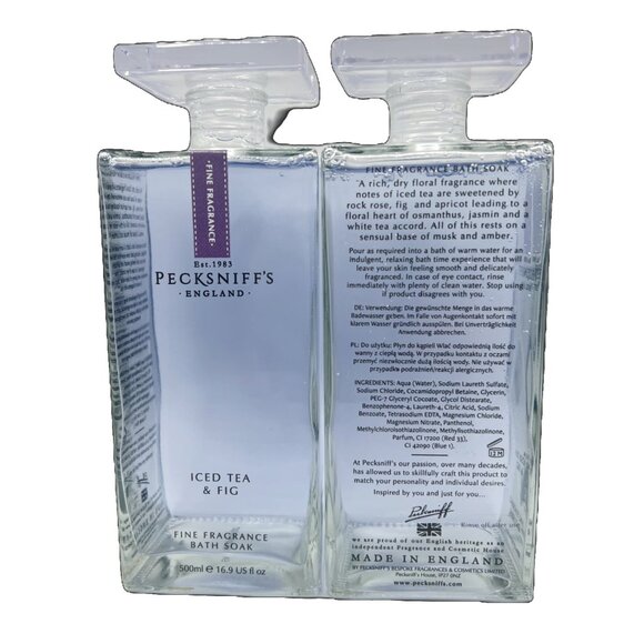 NEW 2x Pecksniffs Iced Tea & Fig Fine Fragrance Glass Bottle Bath Soak - 16.9 oz - Picture 2 of 4